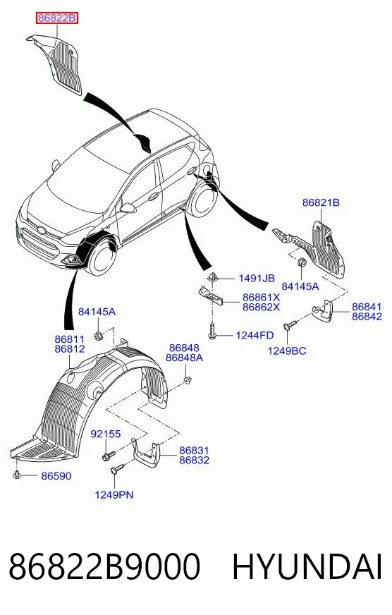 Підкрилок заднього крила, правий 86822B9000 Hyundai/Kia