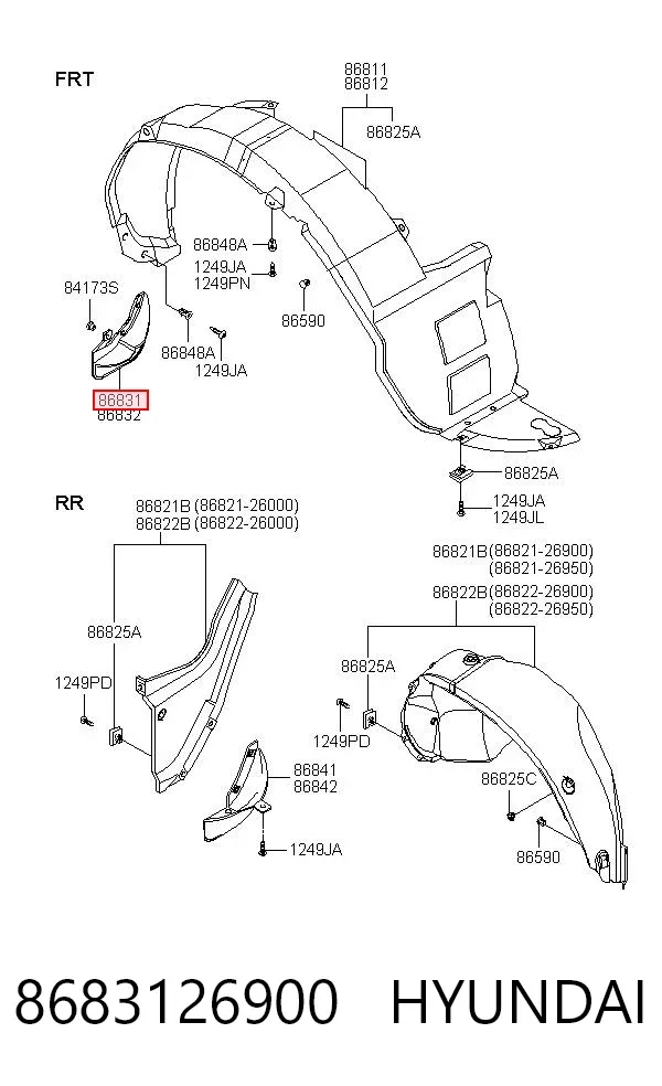 Бризковики передній, лівий 8683126900 Hyundai/Kia