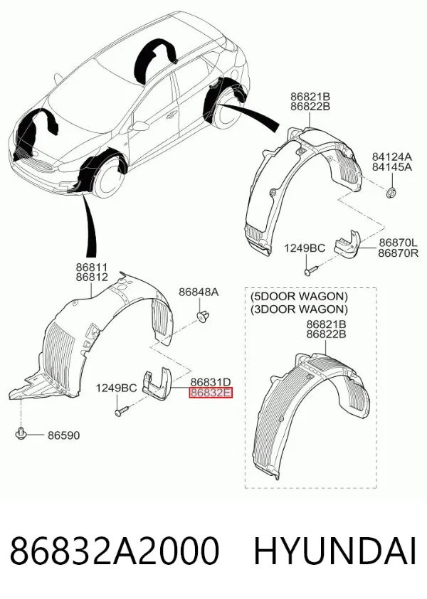 Бризковики передній, правий 86832A2000 Hyundai/Kia