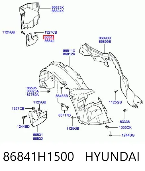 Бризковики задній, лівий 86841H1500 Hyundai/Kia