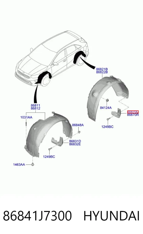Бризковики задній, лівий 86841J7300 Hyundai/Kia