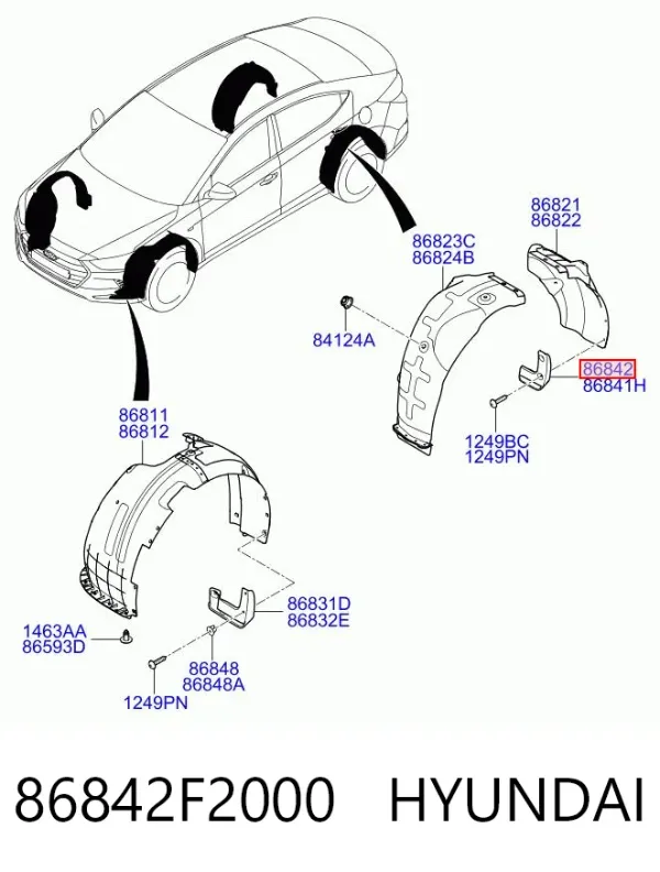 Бризковики задній, правий 86842F2000 Hyundai/Kia