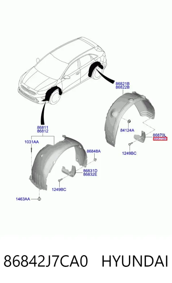 Бризковики задній, правий 86842J7CA0 Hyundai/Kia