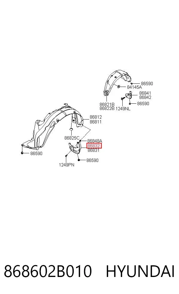Бризковики передній, правий 868602B010 Hyundai/Kia