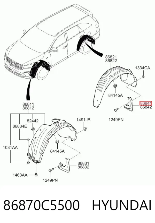 Бризковики задній, лівий 86870C5500 Hyundai/Kia