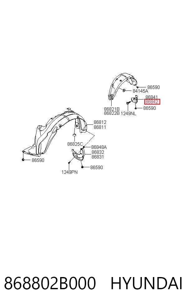 Бризковики задній, правий 868802B000 Hyundai/Kia