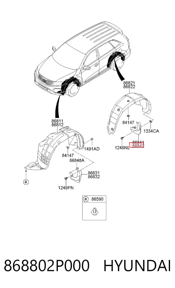 Бризковики задній, правий 868802P000 Hyundai/Kia