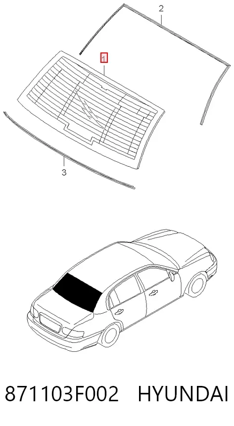 Заднє скло KIA Opirus GH