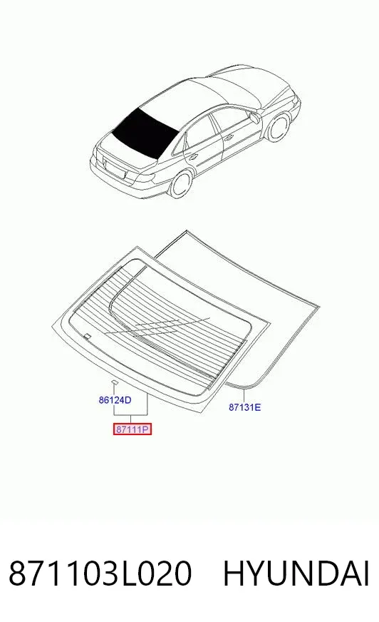 Заднє скло Hyundai Grandeur TG