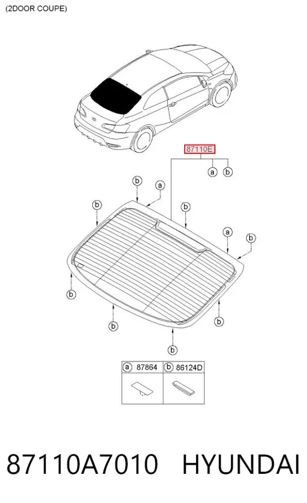 Заднє скло 87110A7010 Hyundai/Kia