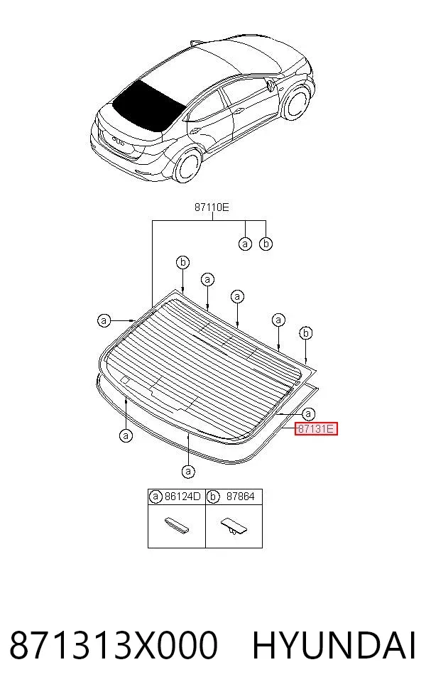 Молдинг заднього скла 871313X000 Hyundai/Kia