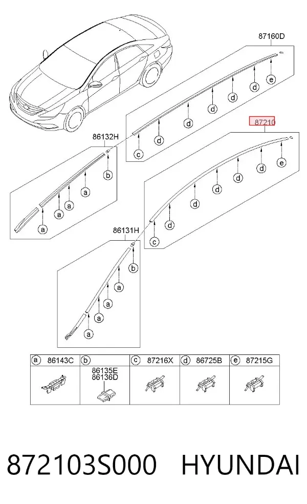 Молдинг даху, лівий 872103S000 Hyundai/Kia
