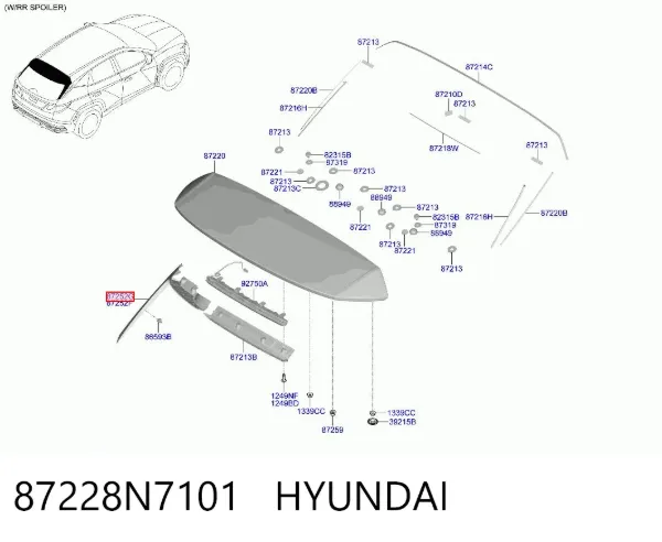 Спойлер 3/5-й, задніх дверей 87228N7101 Hyundai/Kia