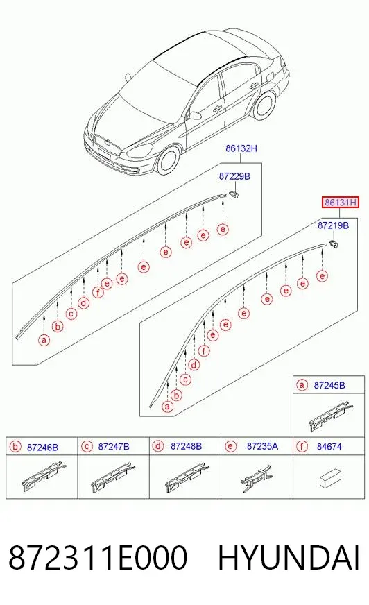Молдинг даху, лівий 872311E000 Hyundai/Kia