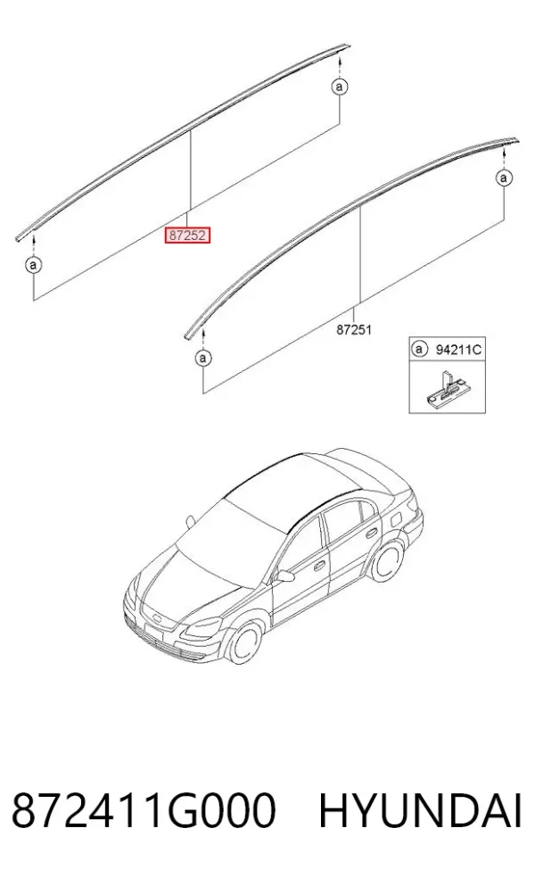 Молдинг даху, правий 872411G000 Hyundai/Kia