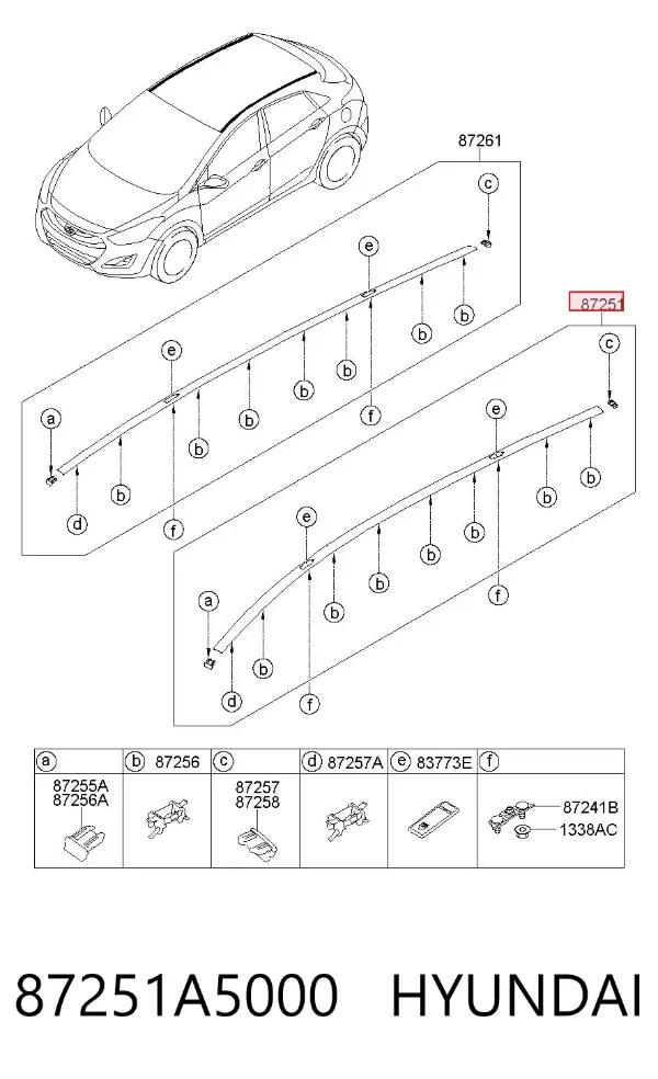 Молдинг даху, лівий 87251A5000 Hyundai/Kia