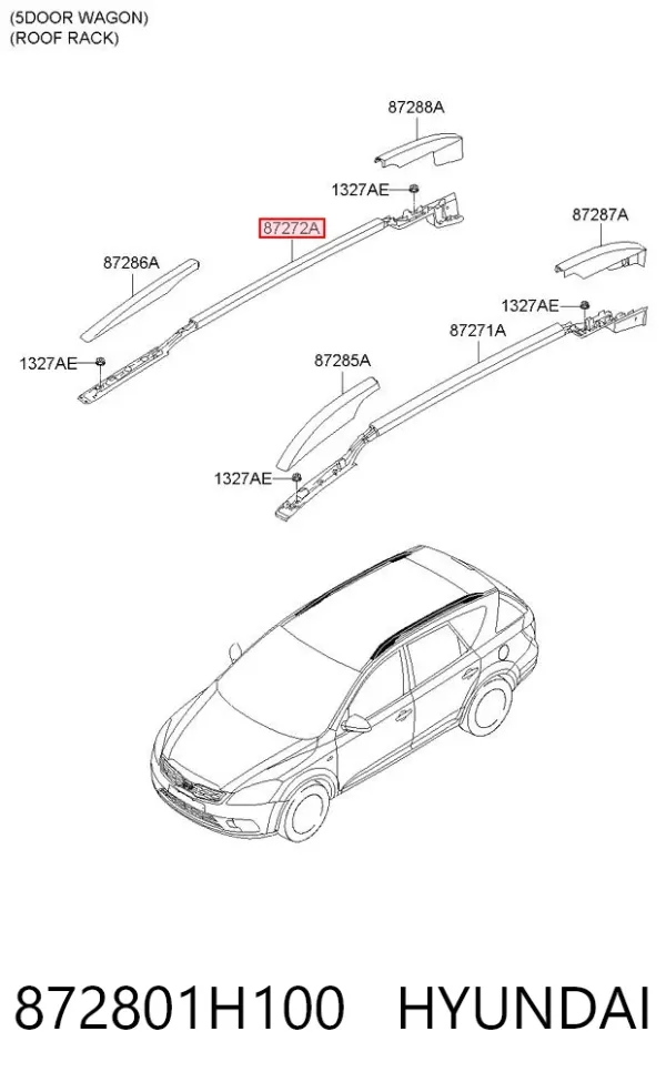 Рейлінг даху правий 872801H100 Hyundai/Kia