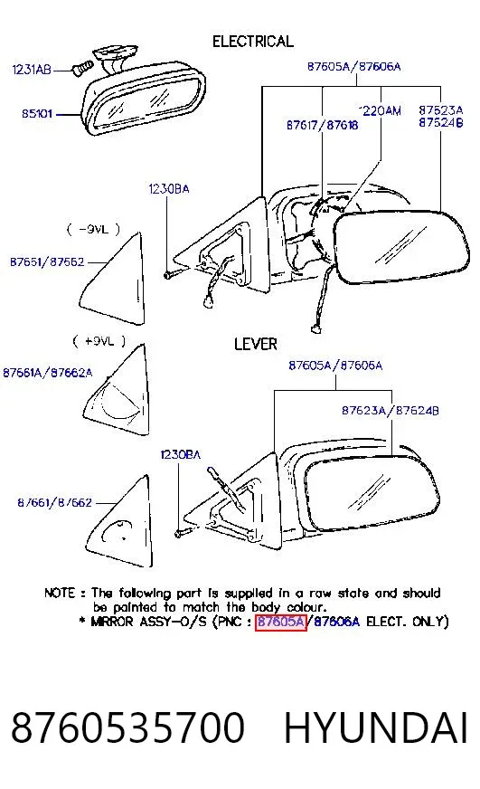 Ліве бокове дзеркало Hyundai Sonata III