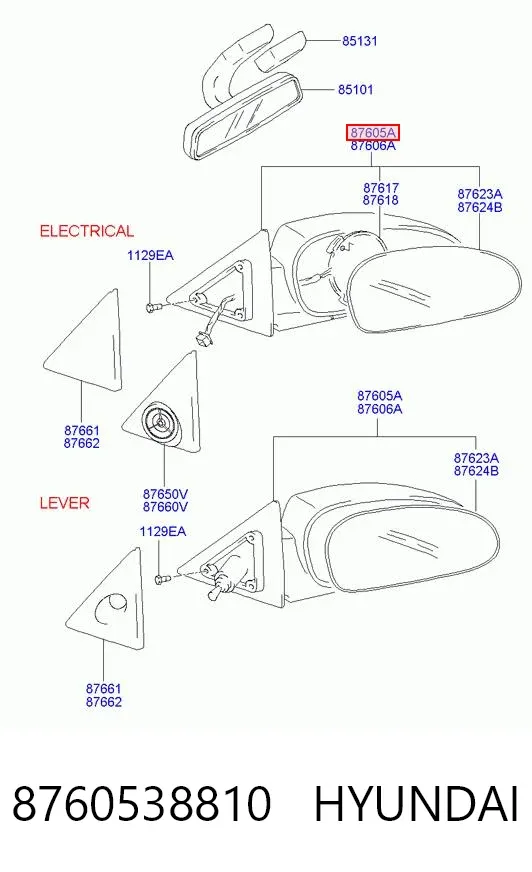 Ліве бокове дзеркало Hyundai Sonata IV