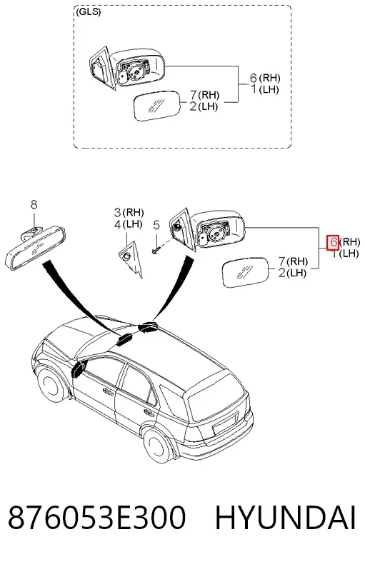 Дзеркало праве 876053E300 Hyundai/Kia