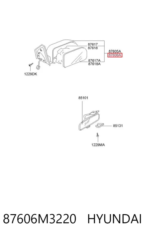 Дзеркало праве 87606M3220 Hyundai/Kia