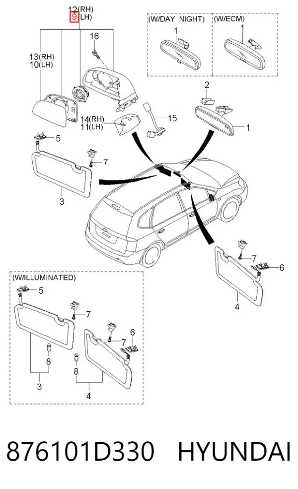 Ліве бокове дзеркало KIA Carens II