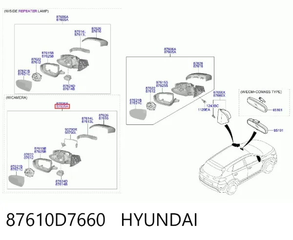 Ліве бокове дзеркало 87610D7660 Hyundai/Kia