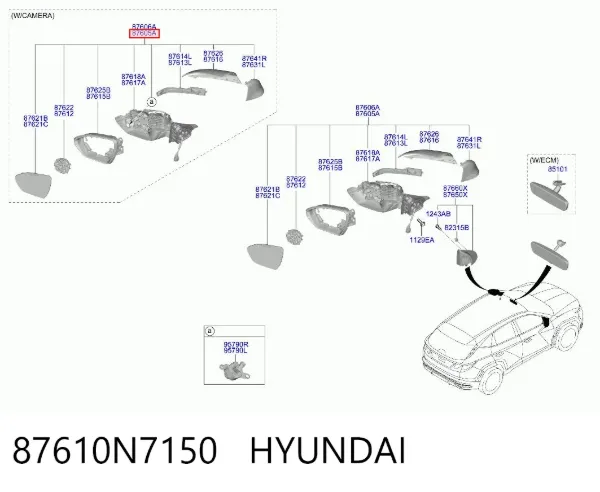 Ліве бокове дзеркало 87610N7150 Hyundai/Kia