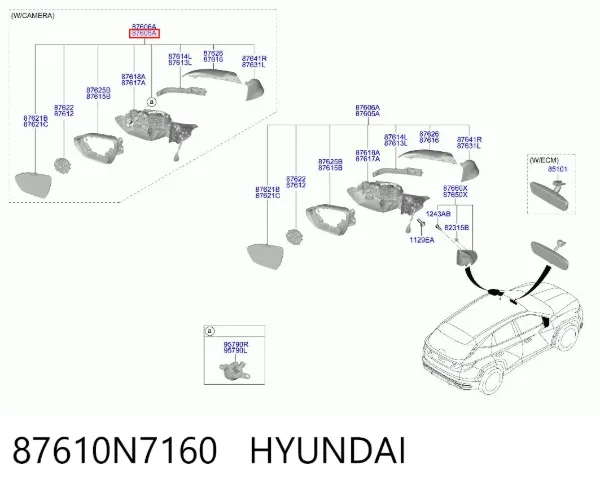 Ліве бокове дзеркало 87610N7160 Hyundai/Kia