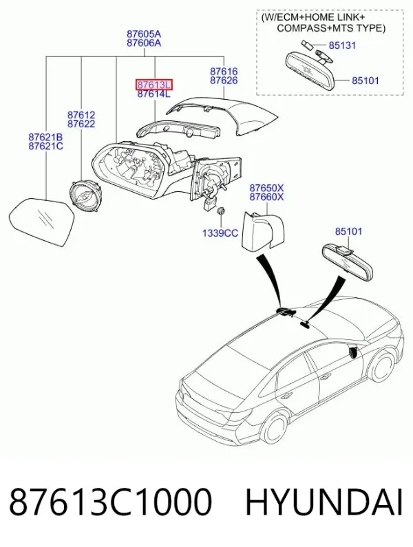 Покажчик повороту дзеркала, лівий 87613C1000 Hyundai/Kia