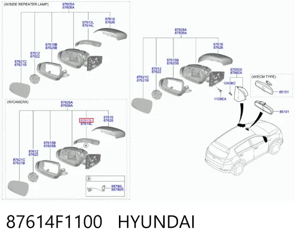 Покажчик повороту дзеркала, лівий 87614F1100 Hyundai/Kia