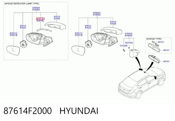 Покажчик повороту дзеркала, лівий 87614F2000 Hyundai/Kia
