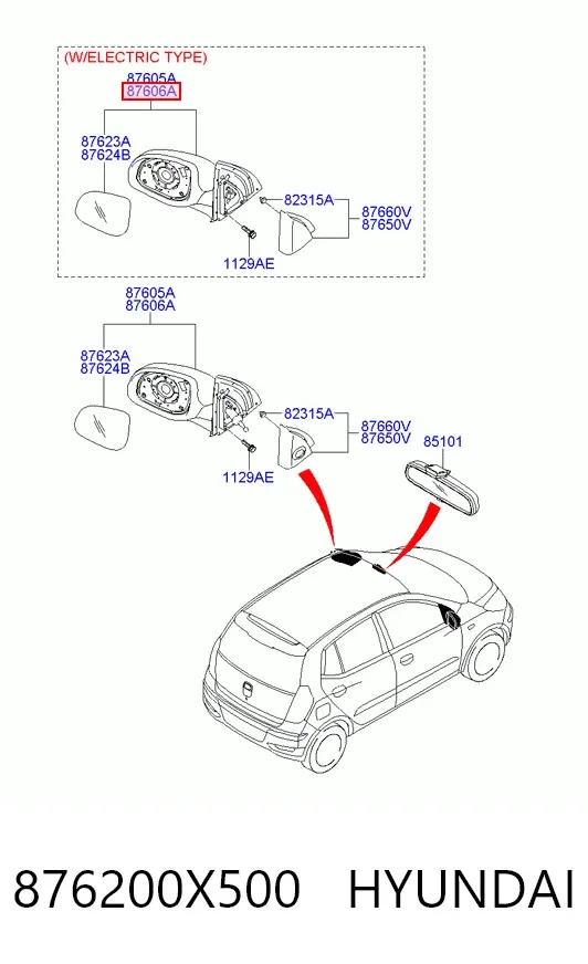 Дзеркало праве 876200X500 Chrysler