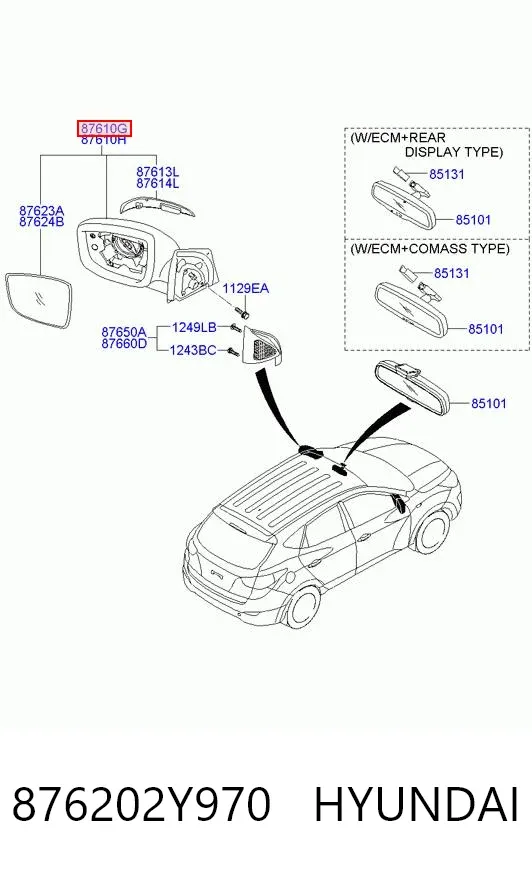 Дзеркало праве 876202Y970 Hyundai/Kia