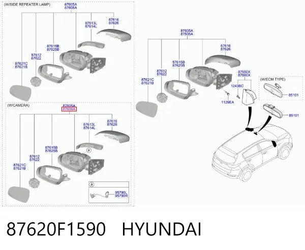 Дзеркало праве 87620F1590 Hyundai/Kia
