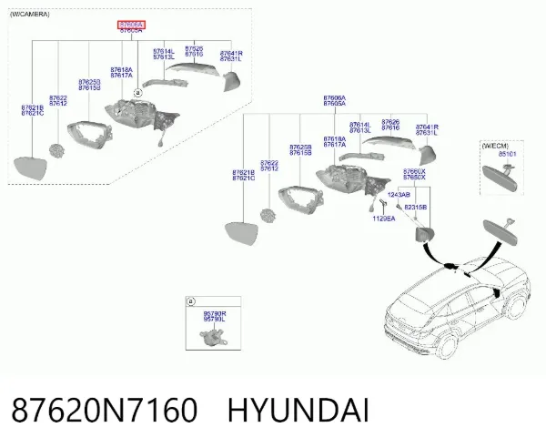 Дзеркало праве 87620N7160 Hyundai/Kia
