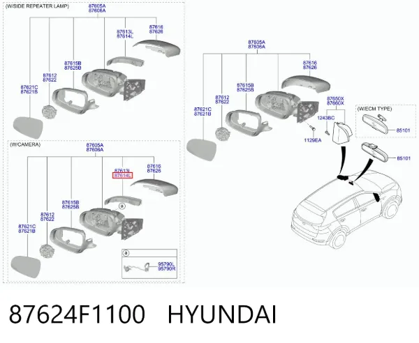 Покажчик повороту дзеркала, лівий 87624F1100 Hyundai/Kia