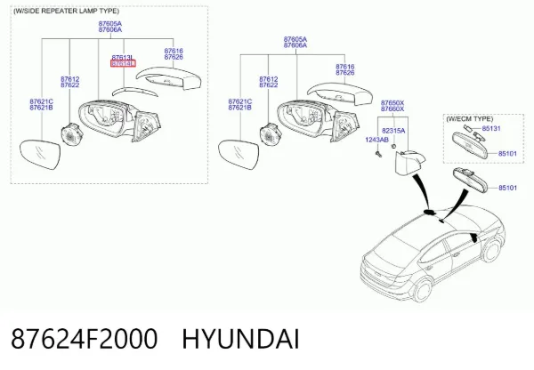 Покажчик повороту дзеркала, лівий 87624F2000 Hyundai/Kia