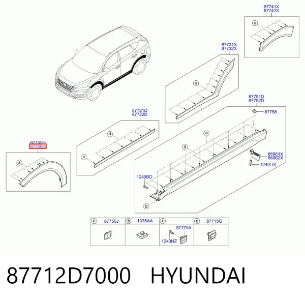 Розширювач переднього крила, правий 87712D7000 Hyundai/Kia