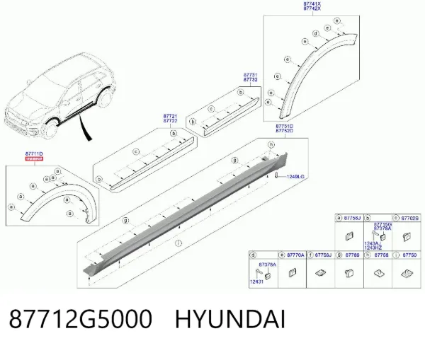 Розширювач переднього крила, правий 87712G5000 Hyundai/Kia