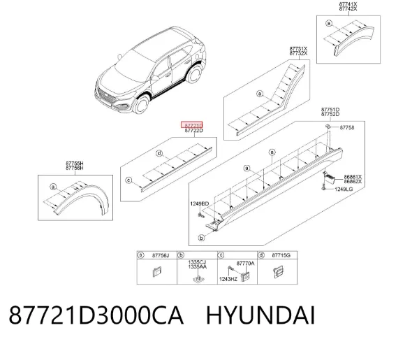 Молдинг передньої лівої двері 87721D3000CA Hyundai/Kia