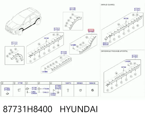 Молдинг задніх лівих дверей, нижній 87731H8400 Hyundai/Kia