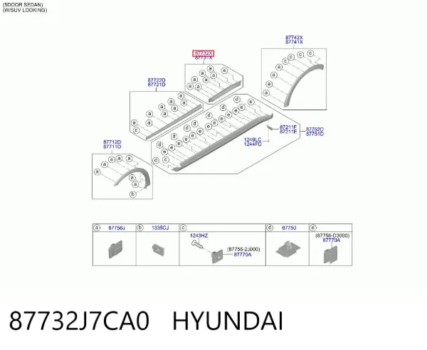 Молдинг задніх правих дверей, нижній 87732J7CA0 Hyundai/Kia