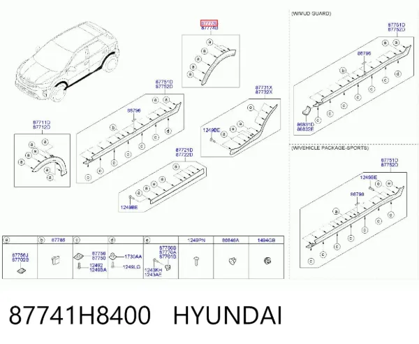 Розширювач заднього крила, лівий 87741H8400 Hyundai/Kia