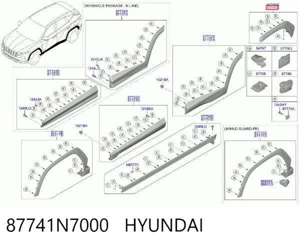 Розширювач заднього крила, лівий 87741N7000 Hyundai/Kia