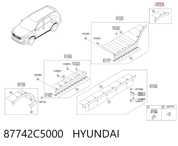 Розширювач заднього крила, правий 87742C5000 Hyundai/Kia