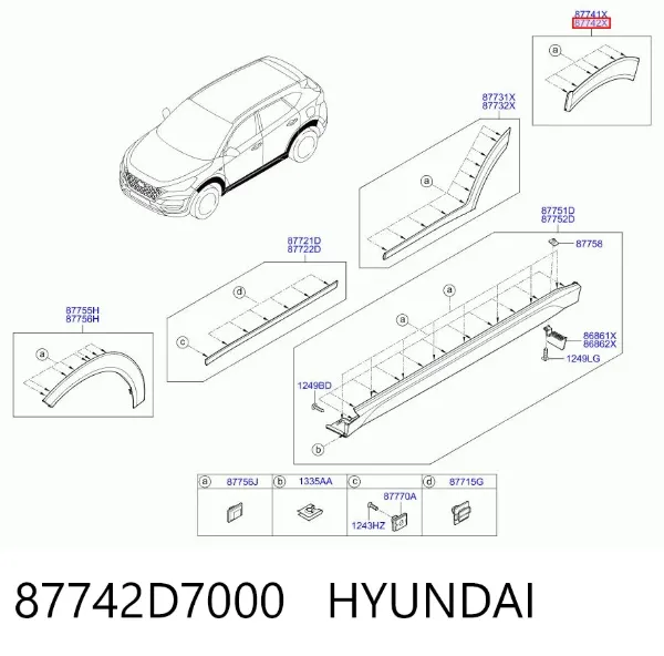 Розширювач заднього крила, правий 87742D7000 Hyundai/Kia