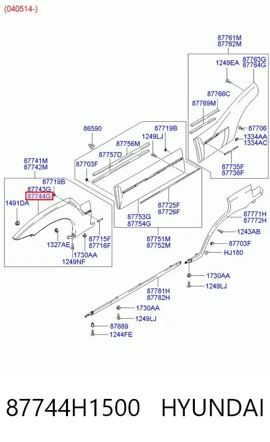 Розширювач переднього крила, правий 87744H1500 Hyundai/Kia