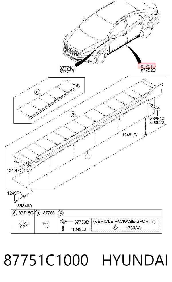 Накладка зовнішня (молдинг) порога, лівий 87751C1000 Hyundai/Kia
