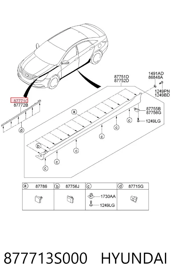 Молдинг переднього лівого крила 877713S000 Hyundai/Kia